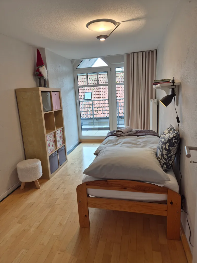 Schlafzimmer mit Dachblick